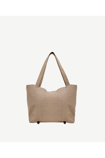 Yargıcı Büzgü Detaylı Kumaş Omuz Çantası