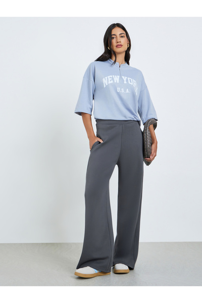Styli Grey Wide Leg Scuba Joggers