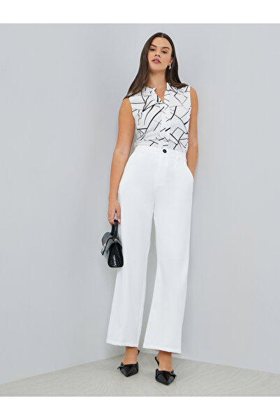 Take Two By Styli White Solid Straight Leg Trousers
