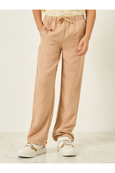 Styli Boys Brown Woven Pants with Drawstring