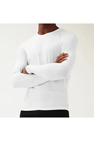 KAİZEN Men's long-sleeved crew neck white shirt