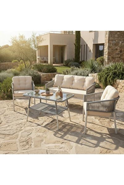 Tu Tienda ALÜMİNYUM İP ÖRGÜLÜ ÜSKÜDAR 2+1+1+MASA(70*120) BAHÇE BALKON MUTFAK ...