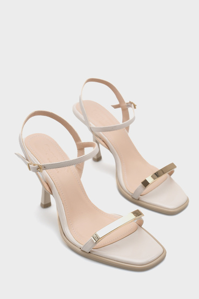 Capone Outfitters Reggi Flat Toe Metal Single Strap Mid Heel Ankle Strap Wome...