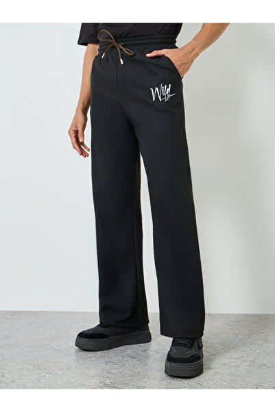 Styli Men Black Printed Oversized Joggers