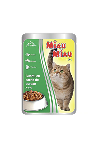 MIAU MIAU Meow-Meow Wet Cat Food Set, Turkey in Gravy, 18 Bags x 100 g
