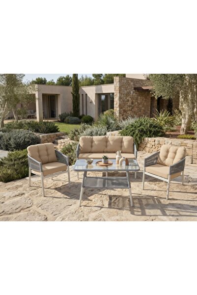 Tu Tienda ALÜMİNYUM İP ÖRGÜLÜ ÜSKÜDAR 2+1+1+MASA(70*120) BAHÇE BALKON MUTFAK ...