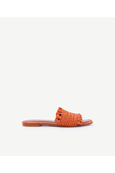 Yargıcı Color Detailed Single Strap Straw Slippers