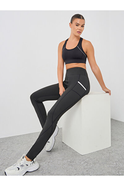 Styli Side Pocket Reflective Detail Raw Edge Leggings