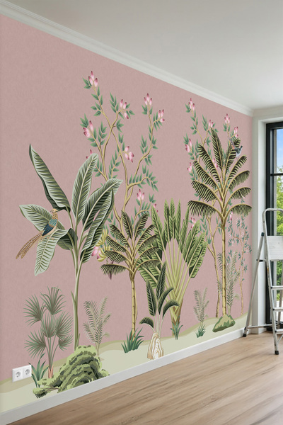 MİRAZAWALL Retro Tropik Bitki Desenli Tek Parça Tekstil Duvar Kağıdı