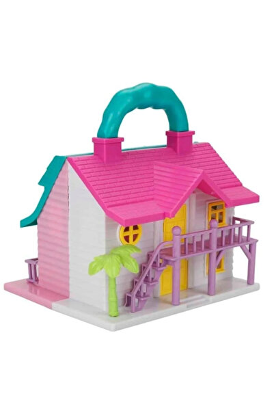 BYZ TOYS 2 Katlı Ev Oyun Seti Villa Evi Rüya Çantalı Model Şeklini Alan Pembe Ev