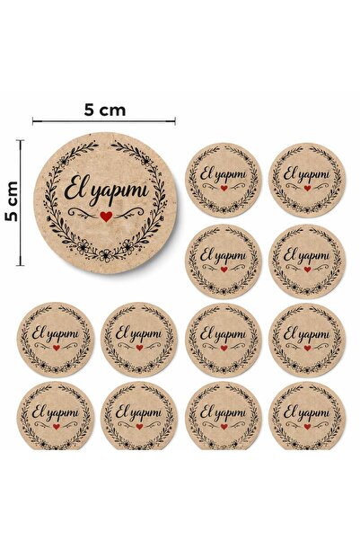 naturevo 5 cm El Yapımı Sticker Kraft Yuvarlak Etiket 100 Adet — Mum, Sabun, ...