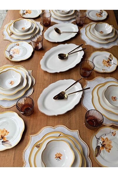 ROSSEV Porselen Yemek Takımı 6 Kişilik 44 Parça Alessa Sarı