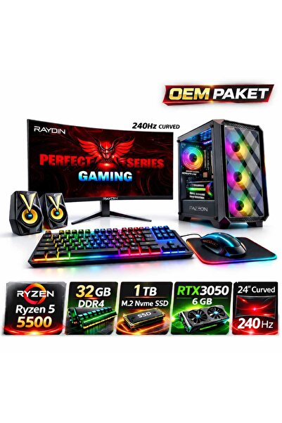 VELORA VLR PYTON S1 RYZEN 5 5500 32GB DDR4 1TB Nvme RTX 3050 6GB 24 inç 240Hz...