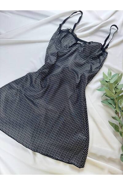 ROZENİN LINGERIE Balenli Dantel Detaylı Saten Gecelik (Babydoll)