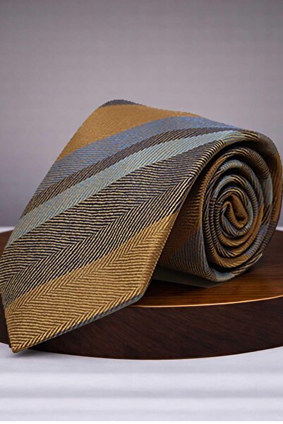 Kravatkolik Yellow - Blue Striped Tie