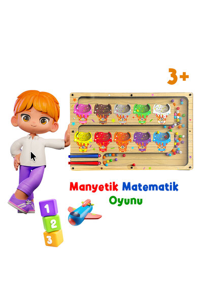 TİNEKE Manyetik Eğitici Renkli Sayma Eşleştirme Labirenti Eğitim Oyuncağı Ahş...