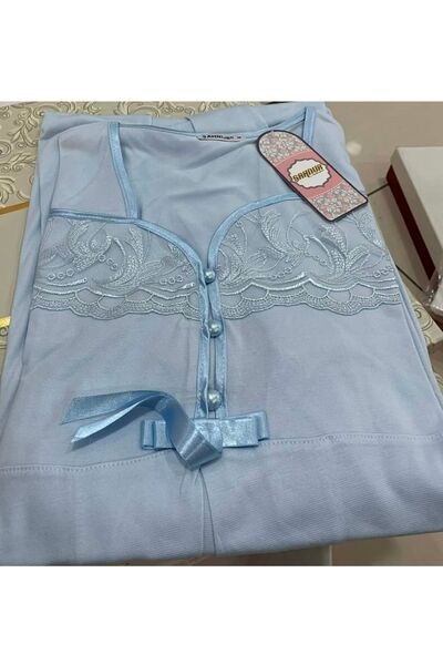 Şahnur Cămașă de noapte pentru maternitate cu mânecă lungă și detalii din dan...