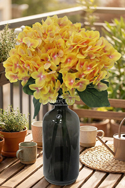 Yapay Çiçek Deposu Artificial Flower 5 Branches Wet Cornales Veined Hydrangea...