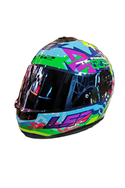 LS2 STROBE 2 SVENT MAVİ-YEŞİL KASK MAVİ VİZÖRLÜ