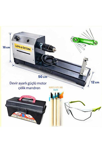 LEFS&ÖZTÜRK 24 VOLT Devir Ayarlı Çelik Mandrenli Hobi Torna Makinesi