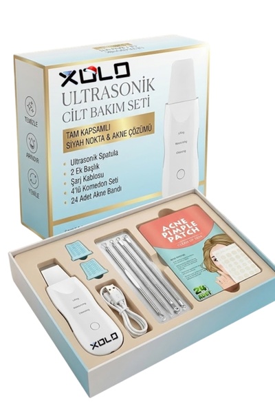 xolo 6’lı Cilt Bakım Seti Ultrasonik Spatula Komedon Seti Akne Bandı Profesyo...