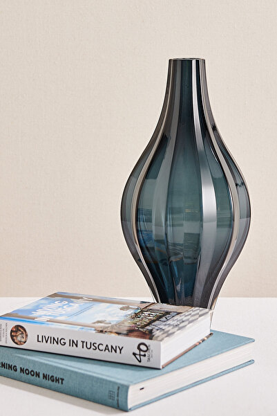 Paşabahçe Dalgalı Vazo 37 cm Lacivert