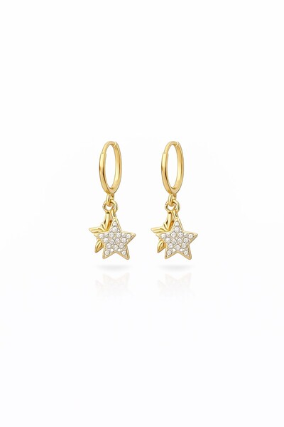 Yamaner Kuyumculuk Çift Yıldızlı Halka Küpe