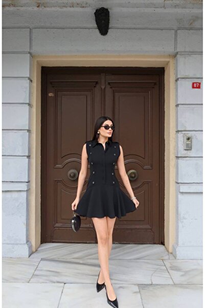 KECHİ WOMAN Double Fabric Buttoned Ruffle Dress