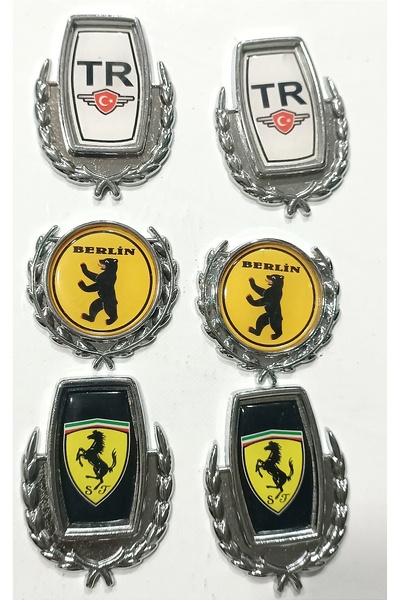 lina oto aksesuar 6 Pieces of Medium-Sized Metal Badges with Tape