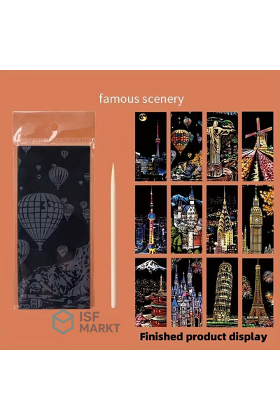 ISF MARKT 12’li Kazıma Resim Sanatı Seti – El Yapımı Kitap Ayracı Şablonları ...