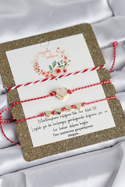 Twin Store Marteniçka Bracelet 3-Piece White Enamel Heart Model