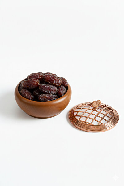 AHER Copper Detailed Solid Wood Covered Bowl - Decorative Iftar Serving Tray ...
