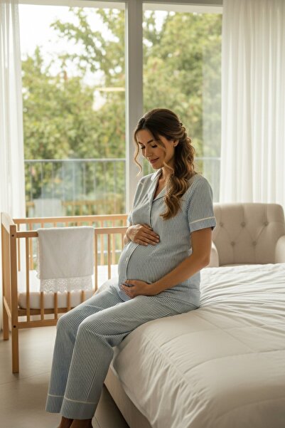 Miss Dünya Lissa Σετ πιτζάμες εγκυμοσύνης και μητρότητας Pure Comfort με κοντ...