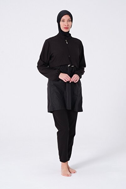 FORMO Women's Quick-Drying Closed High-Neck Zippered Elastic Hijab Swimsuit