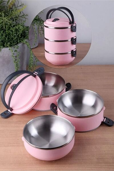 BERMİRA Home Collection Freshbox 3 Katlı Yemek Termosu Sefer tası Saklama Kab...