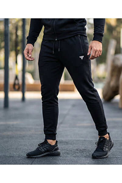 Techsport Erkek Beli Lastikli ve Bağcıklı Fermuarlı Cepli Jogger Spor Eşofman...