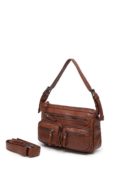 Solo Bag Washed Leather Brown Multi-Compartment Stylish Shoulder and Crossbod...