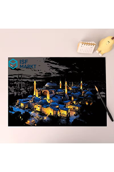 ISF MARKT 4 lü, A3 Kazıma Resim Sanatı Seti – Yıldızlı Gece Temalı – Yetişkin...