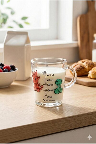 Homerest Measuring Striped Children's Milk Cup, 250 ml Cute Animal Patterned ...