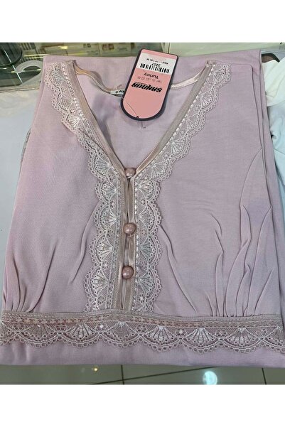 Şahnur Lace Detailed Zero Sleeve Women's Nightgown