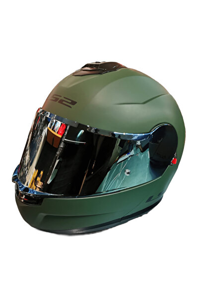 LS2 STROBE 2 MAT YEŞİL KASK MAVİ VİZÖRLÜ