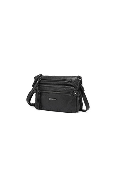 Solo Bag Washed Leather Black Multi-Compartment Stylish Crossbody Bag