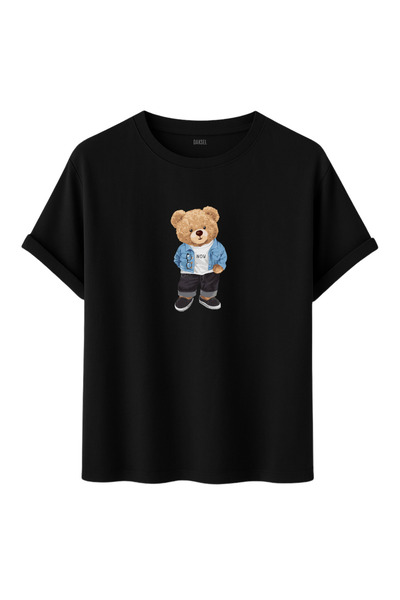 DK DAKSEL Tricou casual premium cu imprimeu digital și design cu ursuleț (toa...
