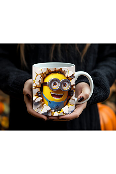 Evion كوب على شكل المينيونز 330 مل |   تصميم خاص لجدار مكسور بتأثير ثلاثي الأ...