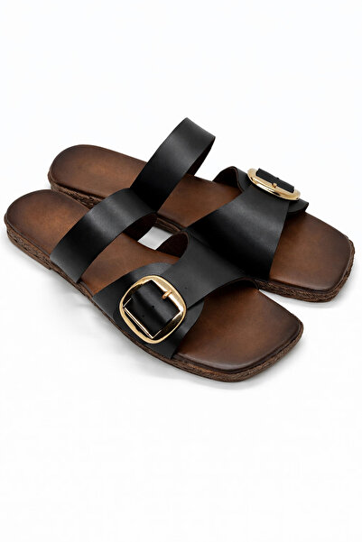 Lively Stylish Papuci de damă Leda, negri, cu cataramă, cu talpă confortabilă...