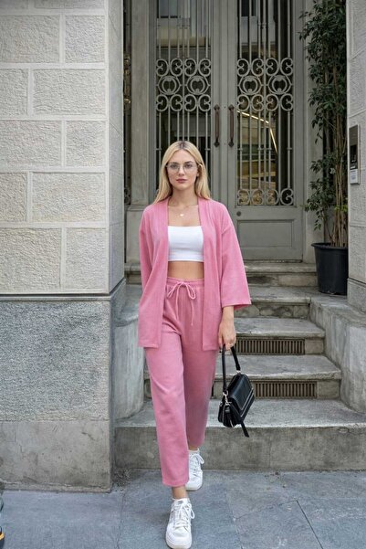 BRLKN Women's Wrinkled Bottom-Top Kimono Track Suit