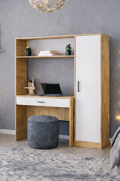 Setay Bilgisayar Masası, Hekta Kapaklı Kitaplıklı Çalışma Masası - Ceviz