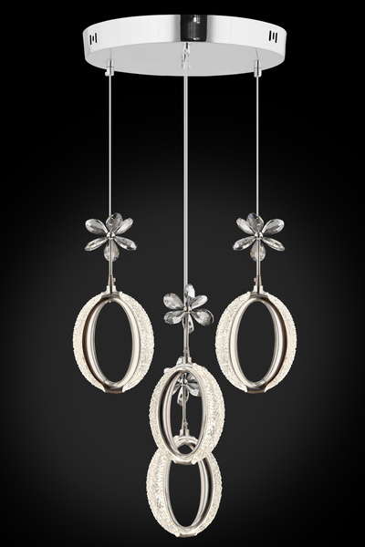 İstanbul Avize Zeus 4'lü Gümüş Kumandalı 3 Renk Ledli Modern Led Avize