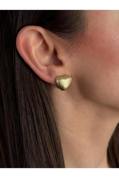 Luseda Vip Double Sided Textured Heart Earrings