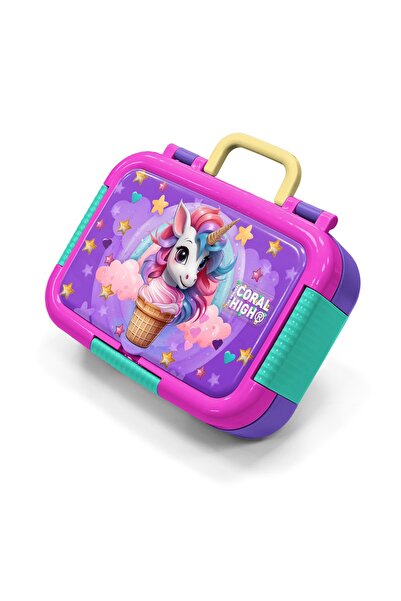 Coral High Kids Purple Pink Unicorn Patterned Stainless Steel Lunch Box 39299